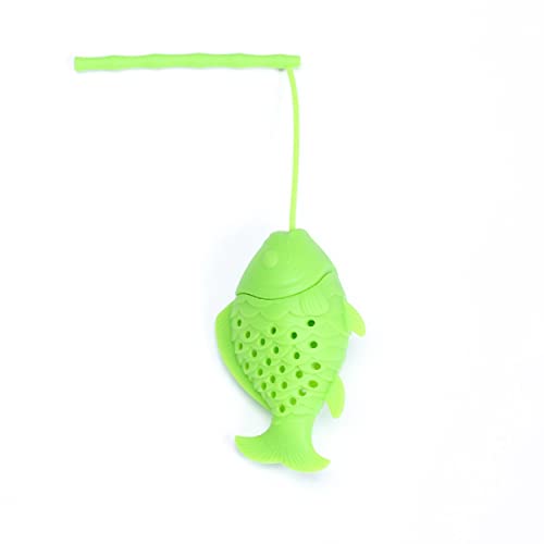 IXCVBNGHS Kleine Fischform Teeabfluss Silikon-Tee-Aufguss-Werkzeug Wiederverwendbares sicheres Lose-Blatt-Teebeutel-Sieb (grün), small von IXCVBNGHS