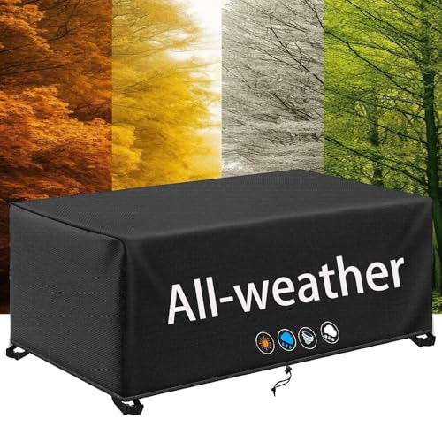 Abdeckung Gartenmöbel 200x100x100cm(LxBxH) Tisch Abdeckung Outdoor 420d Oxford Gewebe,Anti-Uv,Winterfest,Abdeckung Loungemöbel Schutzhülle Für Terrassenmöbel Möbelsets - Schwarz von IXEHOH