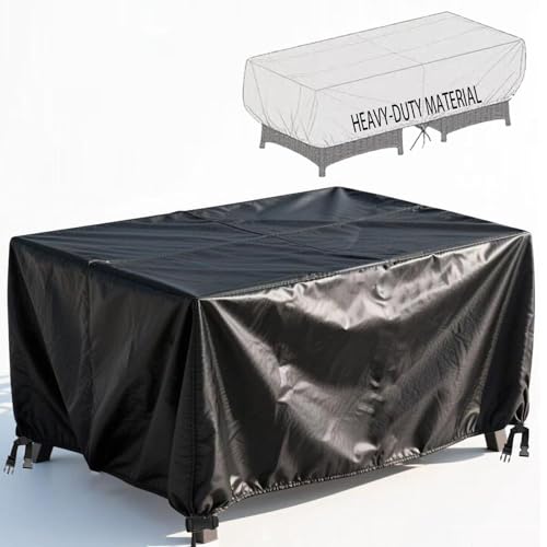 Gartenmöbel Abdeckung 100x80x80cm(LxBxH) Wasserdicht,Rechteckig Schutzhülle Gartenmöbel 420d Oxford Gewebe Tischabdeckung Outdoor Wetterfest Gartentischabdeckung,Schutzhülle Für Loungemöbel Schwarz von IXEHOH