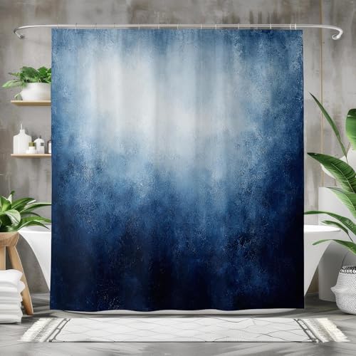 IXEHOH Duschvorhang mit Farbverlauf in Blau,Badevorhänge aus Polyestergewebe,Duschvorhang in Marineblau und Hellblau mit Ombré-Muster,Badezimmerdekor,70 x 140 cm (B x H) von IXEHOH