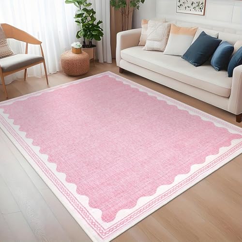 IXEHOH Großer rosa Teppich – maschinenwaschbare rutschfeste Matten und Teppiche, kurzfloriger Teppich für Wohnzimmer, Schlafzimmer, Küche, Büro (150 x 200 cm) von IXEHOH