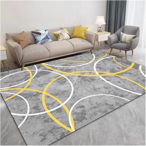 IXEHOH Minimalistischer Grauer Teppich, waschbarer moderner Abstrakter weicher dünner Teppich, großer Wohnzimmerteppich für Couchtisch, Schlafzimmer (152 x 213 cm (59,84 x 83,86 Zoll)) von IXEHOH