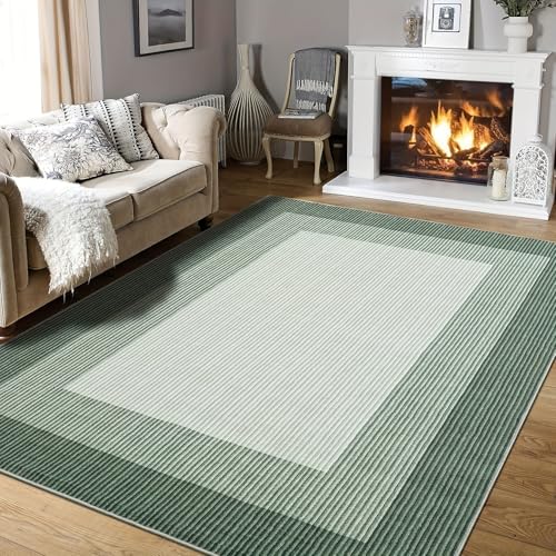 IXEHOH Moderner grün gestreifter Teppich, maschinenwaschbar, Rutschfester Läufer, dünner Teppich mit niedrigem Flor, weicher Griff, Innenteppich für das Wohnzimmer (100 x 140 cm (39,37 x 55,12 Zoll)) IXEHOH Moderner grün gestreifter Teppich, maschinenwaschbar, Rutschfester Läufer, dünner Teppich mit niedrigem Flor, weicher Griff, Innenteppich für das Wohnzimmer (100 x 140 cm (39,37 x 55,12 Zoll)) von IXEHOH