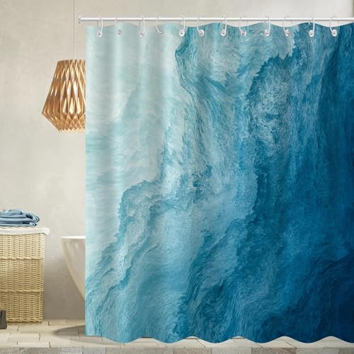 IXEHOH Ozean-Duschvorhang, blaues Wasser, Meer, Duschvorhänge, moderner, maschinenwaschbarer Stoff-Badevorhang, Hotel-Spa-Luxus, 100 x 210 cm (B x H) von IXEHOH