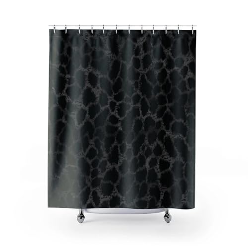 IXEHOH Schwarzer Duschvorhang,Duschvorhang aus Polyestergewebe für Badezimmer,minimalistisches Hotel mit 12 Kunststoffhaken,maschinenwaschbar 75 x 200 cm (B x H) mit 12 Haken von IXEHOH