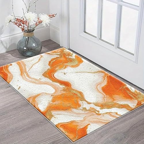 IXEHOH Teppich mit orange-goldenem Marmormuster – leichte, waschbare und Pflegeleichte Polyesterteppiche für Wohnzimmer und Schlafzimmer (150 x 210 cm) von IXEHOH
