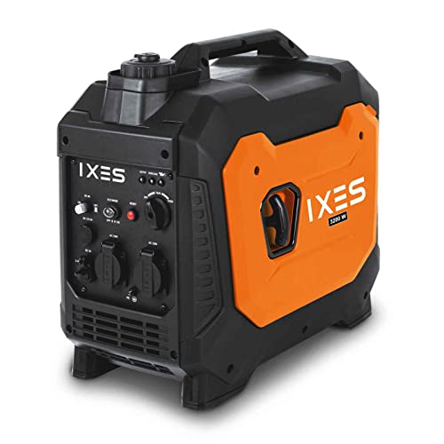 IXES Inverter Benzin Stromerzeuger IX-IVG-3500 Stromgenerator Notstromaggregat | mit Invertertechnik für sensibler Elektronik | 3500W | Steckdosen 2x230V / 2xUSB Typ A / 1x12V DC | 66 dB Lautstärke von IXES