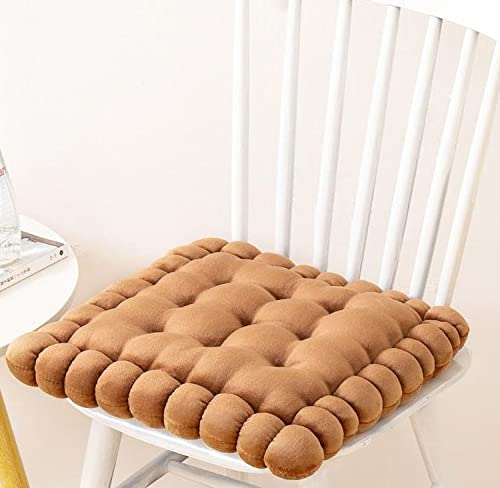Biscuit Shaped Meditation Kissen Sitzkissen Round Cookie Chair Pad Square Floor Pillow Cushion für Stuhl Wohnzimmer Balkon Büro Sofa Yoga（40cm） (quadratisch, braun) von IXITON