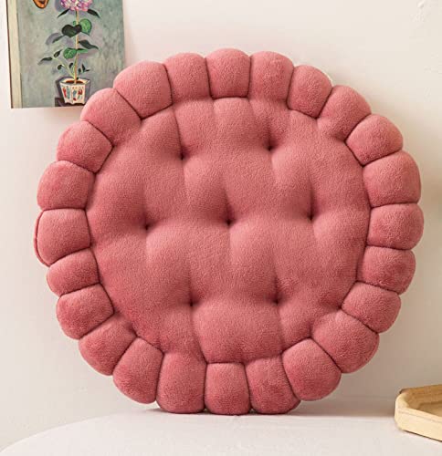 Biscuit Shaped Meditation Kissen Sitzkissen Round Cookie Chair Pad Square Floor Pillow Cushion für Stuhl Wohnzimmer Balkon Büro Sofa Yoga（40cm） (rund, rosa) von IXITON