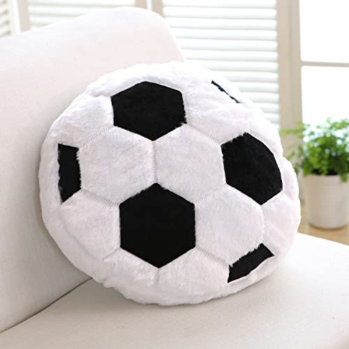 IXITON Sport-Wurf-Kissen, Flauschige Soccerball Basketball Fußball geformt Plüsch Kissen Kissen für Schlafzimmer Wohnzimmer Sofa Dekoration (schwarz&Weiss) von IXITON