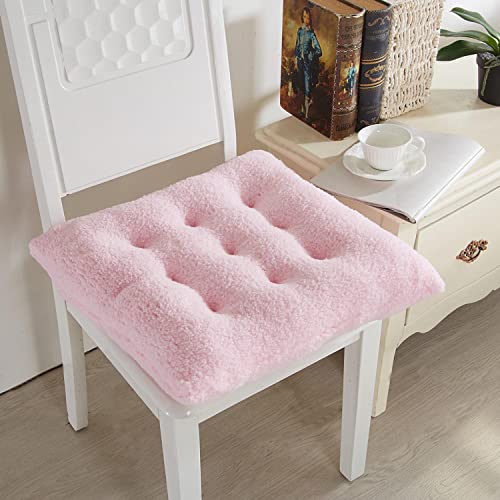 Verdicktes Plüsch Sitzkissen,Lammfellkissen Warmes Kissen Stuhl Hocker erhöht für Yoga Office Home Cafe Stuhl Meditation, 17 * 17 inch(45 * 45cm),quadratisch rosa von IXITON