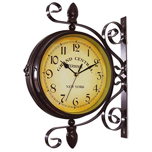 Doppelseitige Wanduhr, Gartenuhren for den Außenbereich, wasserdicht, 13 Zoll, klassisch, for die Montage aus Schmiedeeisen, Metall, for Innen- und Außendekoration Doppelseitige Wanduhr, Gartenuhren for den Außenbereich, wasserdicht, 13 Zoll, klassisch, for die Montage aus Schmiedeeisen, Metall, for Innen- und Außendekoration von IXMLDAXD