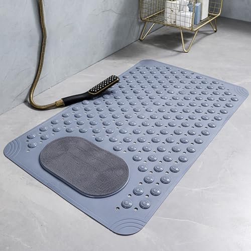 Dusche, Badematte, rutschfeste Badematten for die Badewanne, quadratische Duschmatte, quadratische Duschmatte mit Saugnäpfen, mit Abflusslöchern, mit Blasen und Saugnäpfen(Dark Gray,36*69cm) von IXMLDAXD