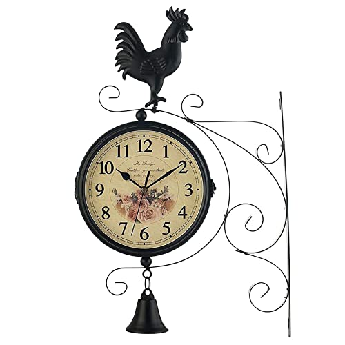 IXMLDAXD Doppelseitige Wanduhr, Doppelseitige Bahnhofsuhr, Grand Vintage mit Halterung, Dekoständer for Aufhängen im Innenbereich IXMLDAXD Doppelseitige Wanduhr, Doppelseitige Bahnhofsuhr, Grand Vintage mit Halterung, Dekoständer for Aufhängen im Innenbereich von IXMLDAXD