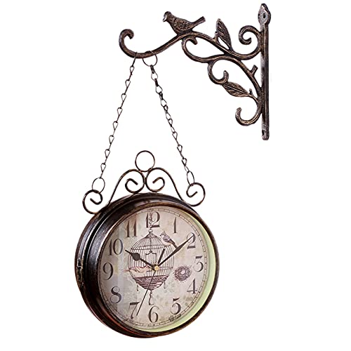IXMLDAXD Doppelseitige Wanduhr, Doppelseitige Gartenuhr for den Außenbereich – Schmiedeeiserne modische Wanduhr aus Metall mit Glockenform IXMLDAXD Doppelseitige Wanduhr, Doppelseitige Gartenuhr for den Außenbereich – Schmiedeeiserne modische Wanduhr aus Metall mit Glockenform von IXMLDAXD