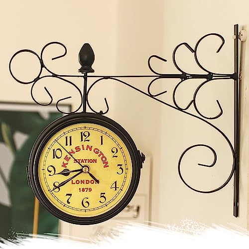 IXMLDAXD Doppelseitige Wanduhr, Doppelseitige Uhr, Bahnhofsuhren for den Garten, Wandmontage, Outdoor, Vintage, Heimdekoration, Wohnzimmer, Büro IXMLDAXD Doppelseitige Wanduhr, Doppelseitige Uhr, Bahnhofsuhren for den Garten, Wandmontage, Outdoor, Vintage, Heimdekoration, Wohnzimmer, Büro von IXMLDAXD