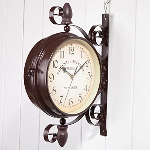 IXMLDAXD Doppelseitige Wanduhr, Doppelseitiger Bahnhof for drinnen und draußen, im Vintage-Stil, Antik-Look, montiert – Uhren IXMLDAXD Doppelseitige Wanduhr, Doppelseitiger Bahnhof for drinnen und draußen, im Vintage-Stil, Antik-Look, montiert – Uhren von IXMLDAXD