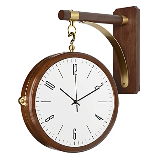 IXMLDAXD Doppelseitige Wanduhr, Kann um 360 ° gedreht Werden, Hintergrunddekoration, geeignet for Wohnzimmer, Flur, Gang, Eingangsdekoration(Brown B) von IXMLDAXD