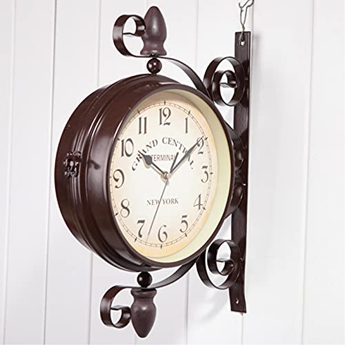 IXMLDAXD Doppelseitige Wanduhr, Wanduhren Vintage Indoor Outdoor Garten Bahnhofsuhr Antik-Look montiert - doppelseitig dekorativ IXMLDAXD Doppelseitige Wanduhr, Wanduhren Vintage Indoor Outdoor Garten Bahnhofsuhr Antik-Look montiert - doppelseitig dekorativ von IXMLDAXD