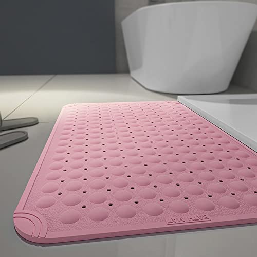 IXMLDAXD Dusche, Badematte, rutschfeste Badematte, Duschmatten, Badezimmer-Badewannenmatte, Bodenmassage-Badezimmermatte mit Saugnäpfen und Ablaufloch(Pink,38x70cm) von IXMLDAXD