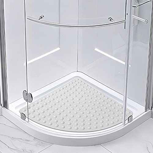 IXMLDAXD Dusche, Badematte, rutschfeste Duschmatte, gebogener Gummi-Badewannenteppich mit Saugnapf for das Badezimmer, bequem for die Füße(White,70x70cm/27.6x27.6in) von IXMLDAXD