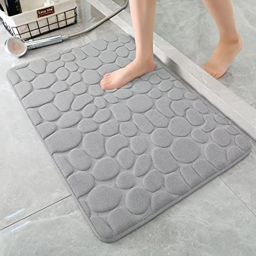 IXMLDAXD Dusche, Badematte, weiche Badezimmerteppiche, gemütliche Samt-Badematte, Rutschfester, wasserabsorbierender Duschteppich, waschbare Dicke Bodenmatte(Light Gray,50X80X1.2CM) von IXMLDAXD