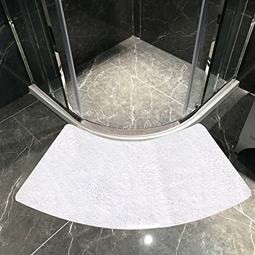 IXMLDAXD Dusche, Badematte, weiß, gebogener Badteppich, weicher Eck-Badematten-Teppich for kreisförmige Dusche, waschbarer Badezimmerteppich, Ecke(White) von IXMLDAXD