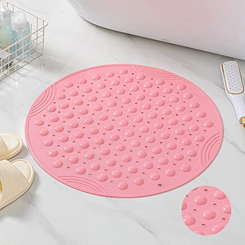 IXMLDAXD Dusche, Badematte Badematte mit starkem Saugnapf und Abflusslöchern, TPR-Material, weiche und Bequeme Anti-Rutsch-Matten, ideal for empfindliche Haut(Pink,55x55cmA) von IXMLDAXD