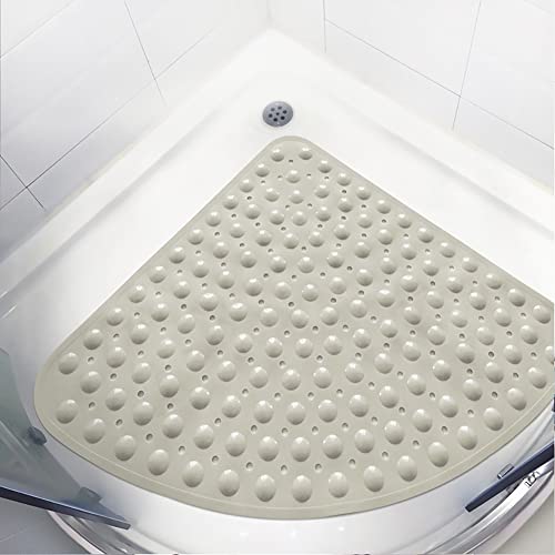 IXMLDAXD Dusche, Badematte Eckduschmatte, rutschfeste Badematte mit Saugnäpfen for Dusche oder Badewanne, rutschfeste Badewannenmatte(Khaki,80x80cm) von IXMLDAXD