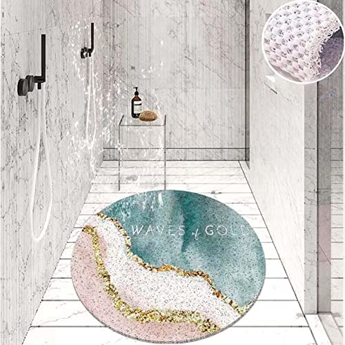 IXMLDAXD Dusche, Badewannenmatte for Nassbereiche in der Dusche, Badezimmer-Eck-Fußmassage-Duschmatte, rutschfeste, schnell trocknende Badewannenmatte, Sektor/Rund(Wave Round,80x80cm) von IXMLDAXD