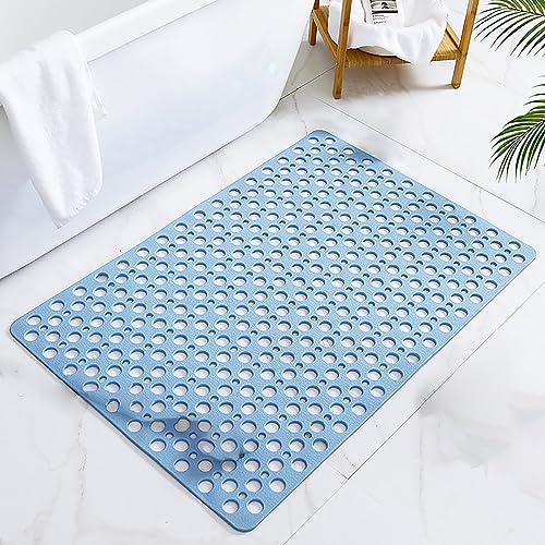 IXMLDAXD Dusche, rutschfeste Badematte, Duschmatte, Abflussloch mit großem Durchmesser, waschbar, mit starkem Saugnapf, for Duschböden, Badewannen und Badezimmer(Blue,53 * 53cm) von IXMLDAXD
