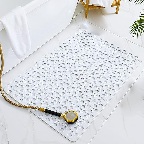 IXMLDAXD Dusche, rutschfeste Badematte, Duschmatte, Abflussloch mit großem Durchmesser, waschbar, mit starkem Saugnapf, for Duschböden, Badewannen und Badezimmer(White,43 * 75cm) von IXMLDAXD