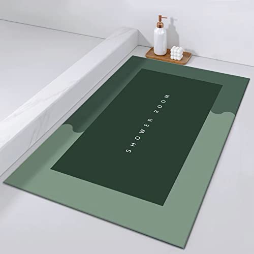 IXMLDAXD Dusche, rutschfeste Badezimmer-Fußmatten mit Gummirückseite, leicht zu reinigende Badematten for Badezimmer, Wohnzimmer, Küche, Schlafzimmer, trapezförmig rosa(Rectangle Green,60 * 90cm) von IXMLDAXD