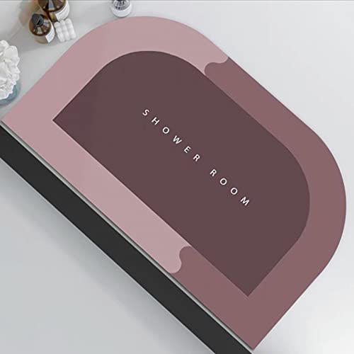 IXMLDAXD Dusche, rutschfeste Badezimmer-Fußmatten mit Gummirückseite, leicht zu reinigende Badematten for Badezimmer, Wohnzimmer, Küche, Schlafzimmer, trapezförmig rosa(Trapezoid Pink,40 * 60cm) von IXMLDAXD