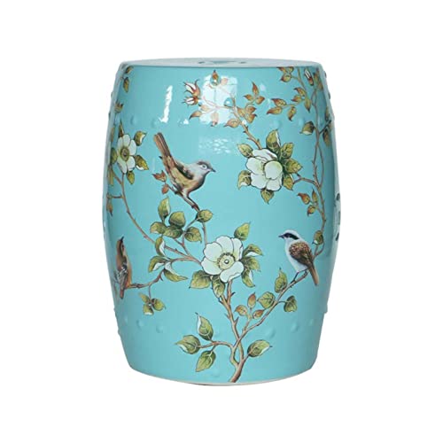 IXMLDAXD Keramikbänke, Country Flower and Bird Keramik-Trommelhocker, runder Hocker im neuen chinesischen Stil, kreativer Ankleide- und Schuhwechselhocker.(Blue) von IXMLDAXD