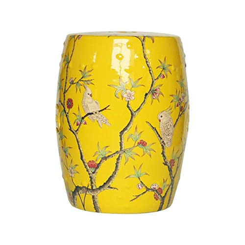 IXMLDAXD Keramikbänke, Country Flower and Bird Keramik-Trommelhocker, runder Hocker im neuen chinesischen Stil, kreativer Ankleide- und Schuhwechselhocker.(Light Yellow) von IXMLDAXD