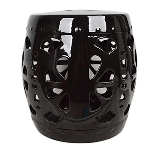 IXMLDAXD Keramikbänke, Großer hohler Keramik-Trommelhocker, Wohnzimmer-Sofahocker, Arbeitszimmerstuhl, Nachttischdekoration.(Black) von IXMLDAXD