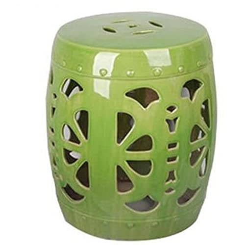 IXMLDAXD Keramikbänke, Großer hohler Keramik-Trommelhocker, Wohnzimmer-Sofahocker, Arbeitszimmerstuhl, Nachttischdekoration.(Green) von IXMLDAXD