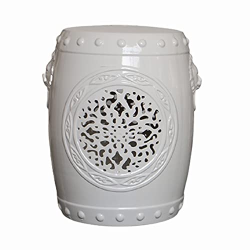 IXMLDAXD Keramikbänke, Keramik-Gartentrommelhocker, dekorativer Gartenhocker, geeignet for Garten, Terrasse, Rasen(White) von IXMLDAXD