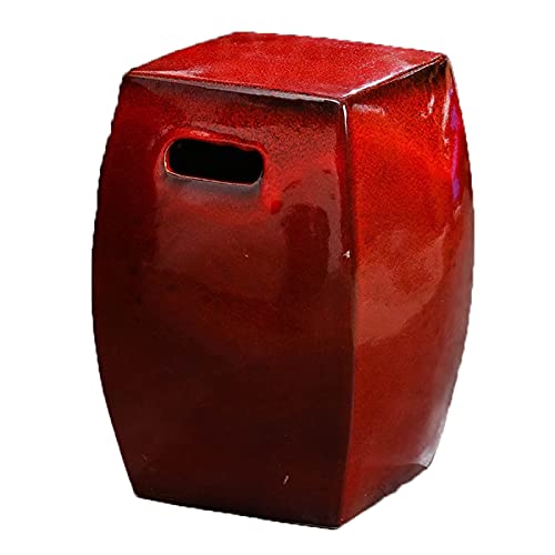 IXMLDAXD Keramikbänke, Neuer quadratischer Keramikhocker im chinesischen Stil, Trommelhocker, Schuhwechselhocker, nostalgischer Retro-Trommelhocker for Lernen von Guzheng.(Red) von IXMLDAXD