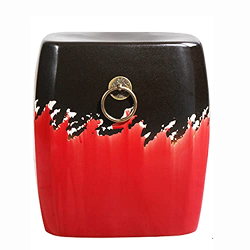 IXMLDAXD Keramikbänke, Quadratischer Keramik-Gartenhocker, Schminkhocker, geeignet for Garten, Terrasse, Rasen, Zuhause drinnen und draußen(Red) von IXMLDAXD
