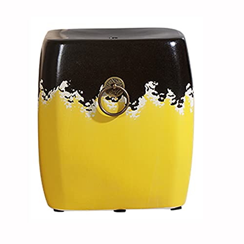 IXMLDAXD Keramikbänke, Quadratischer Keramik-Gartenhocker, Schminkhocker, geeignet for Garten, Terrasse, Rasen, Zuhause drinnen und draußen(Yellow) von IXMLDAXD