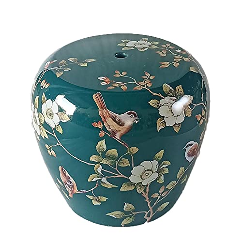 IXMLDAXD Keramikbänke, Trommelhocker aus Keramik, niedriger Hocker im neuen chinesischen Stil, bemaltes Kunsthandwerk, geeignet for den Innenhof im Freien.(Dark Green) von IXMLDAXD