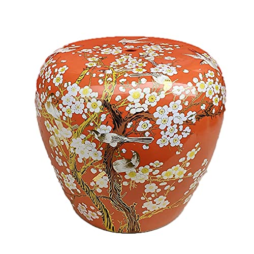 IXMLDAXD Keramikbänke, Trommelhocker aus Keramik, niedriger Hocker im neuen chinesischen Stil, bemaltes Kunsthandwerk, geeignet for den Innenhof im Freien.(Orange) von IXMLDAXD