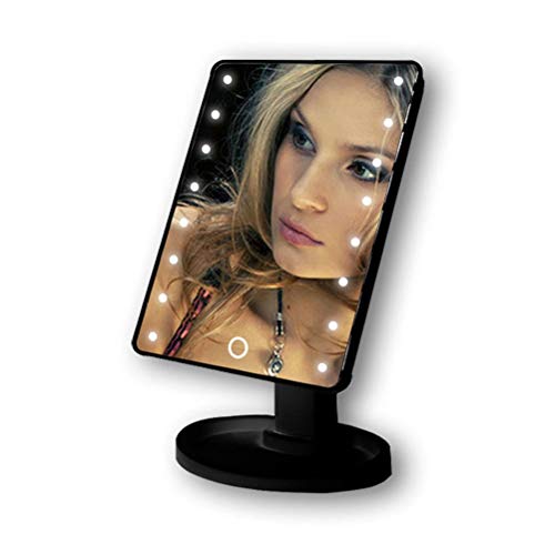 IXMLDAXD Kosmetikspiegel, LED-Desktop-Schminkspiegel-Design, 22 Lichter, dimmbar, Multifunktions-Touch-Schalter, ultraklarer Desktop-Spiegel mit Vergrößerung(Black) von IXMLDAXD