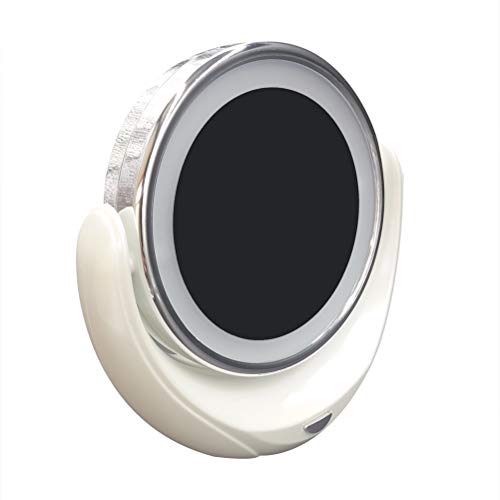 IXMLDAXD Kosmetikspiegel, Schminkspiegel, 5-fache Vergrößerung, doppelseitig, mit 10 LED-Glühbirnen for Kosmetik und Hautpflege, poliertes Chrom von IXMLDAXD