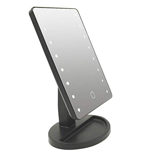 IXMLDAXD Kosmetikspiegel, Schminkspiegel mit 16 LEDs, Kosmetikspiegel Touch-Dimmer-Schalter, batteriebetriebener Ständer for die Tischplatte(Black) von IXMLDAXD