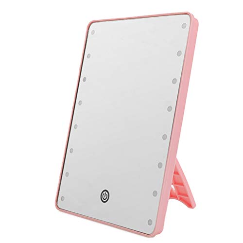IXMLDAXD Kosmetikspiegel, Schminkspiegel mit 16 LEDs, Kosmetikspiegel Touch-Dimmer-Schalter, batteriebetriebener Ständer for die Tischplatte(Pink) von IXMLDAXD