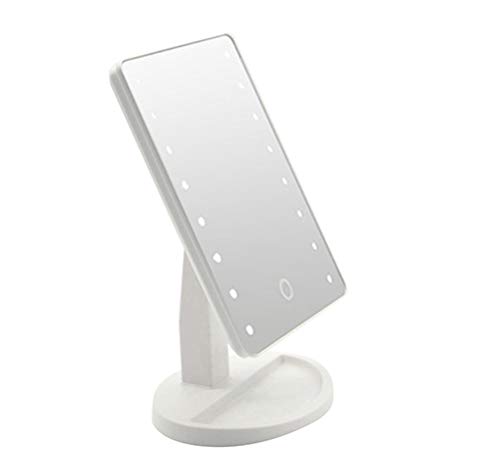 IXMLDAXD Kosmetikspiegel, Schminkspiegel mit 16 LEDs, Kosmetikspiegel Touch-Dimmer-Schalter, batteriebetriebener Ständer for die Tischplatte(White) von IXMLDAXD