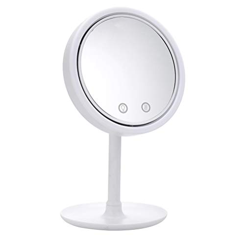 IXMLDAXD Kosmetikspiegel, Schminkspiegel mit LED-Licht und Ventilator, 90-Grad-Drehung, tragbarer, Abnehmbarer Kosmetik-Tischspiegel 5-facher Vergrößerung von IXMLDAXD